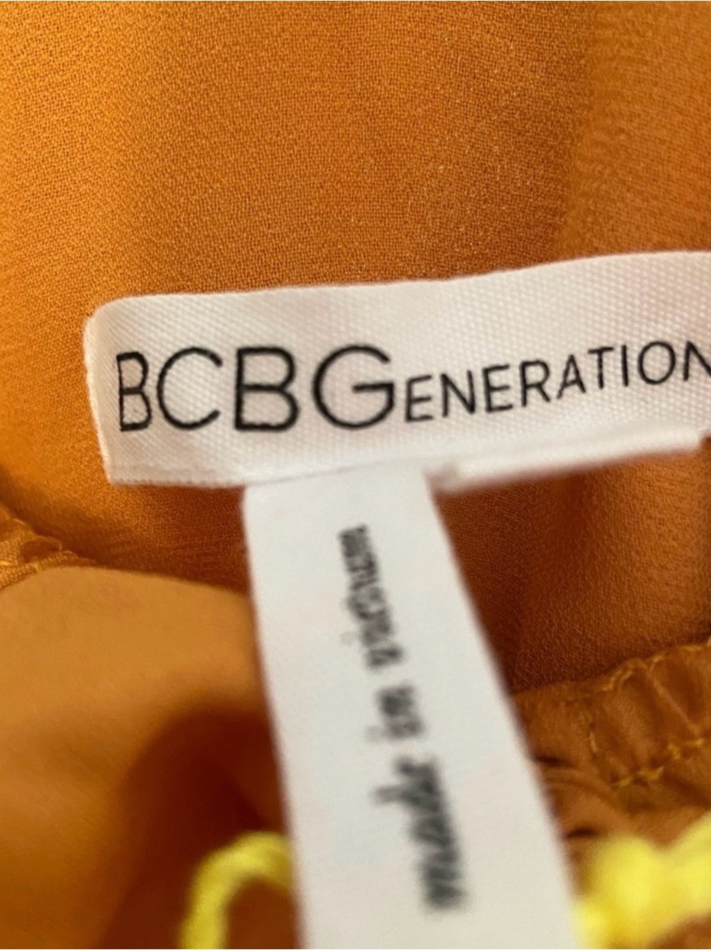 BCBGeneration Mustard Ruffle Neck Mini Dress - Picture 3 of 3